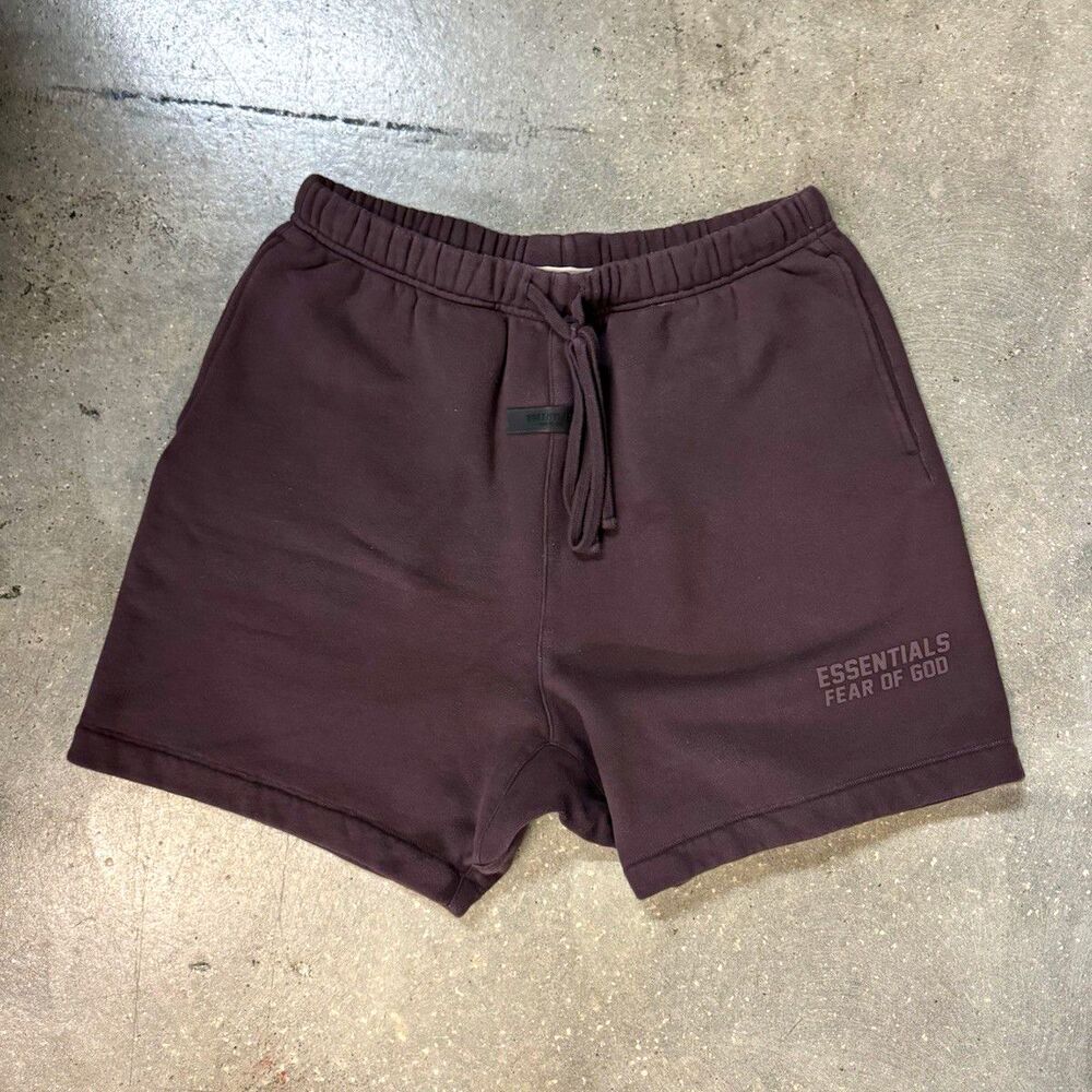 Essentials Fear of God Men's Burgundy Cotton Fleece Sweat Shorts Sz L